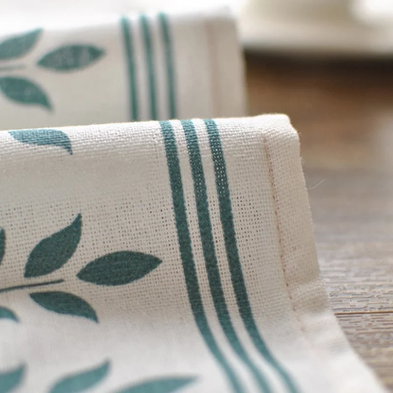 
Forest style fresh cotton and linen leaves napkins fabric cocktail napkin green cover towel tea towel dish towel 