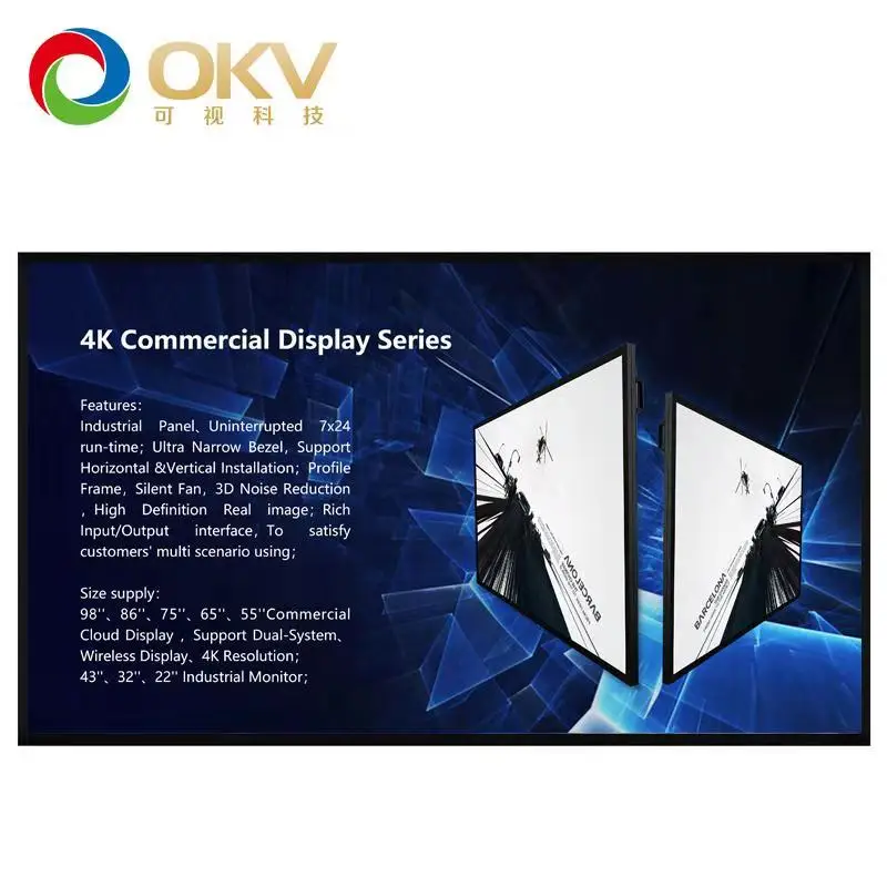 Заводская цена 65 дюймовый рекламный стенд 4 К ЖК-монитор с HD VGA Wi-Fi win 7 системы оригинальные панели