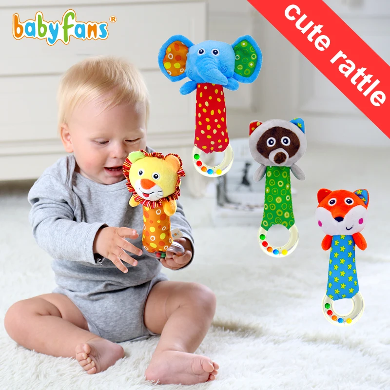 new born Baby rattle toys babyfans 2021 stuffed animal hand bell for kids educational infant toys