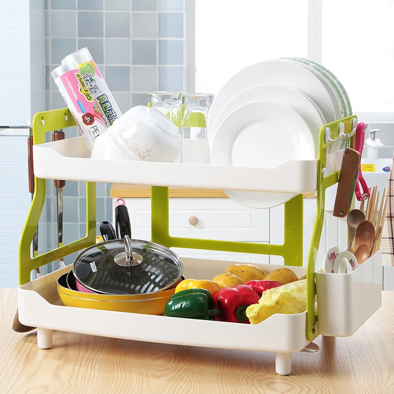 
Hotsales two tier plastic kitchen plate rack cheap dish storage rack kitchen storage rack 