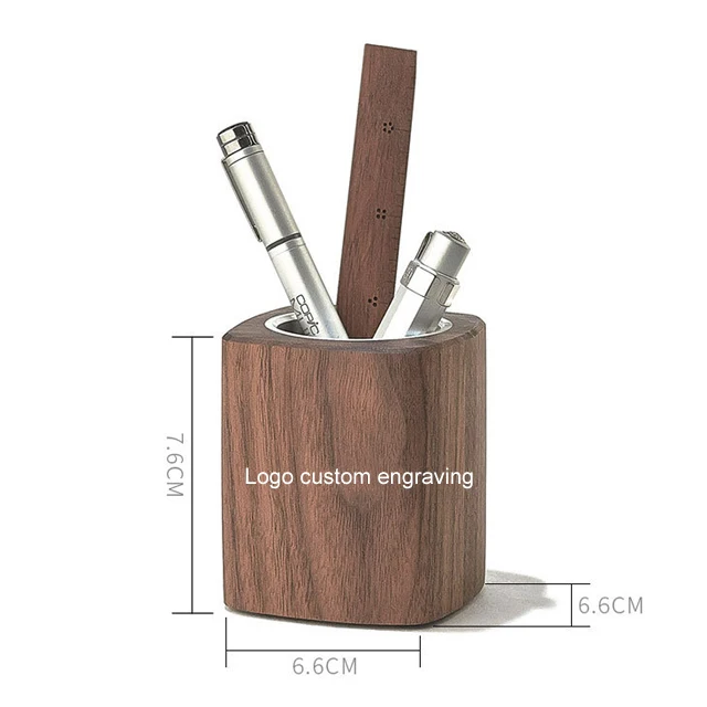 Eco-friendly Desktop Walnut Wood Pen Holder in Stock