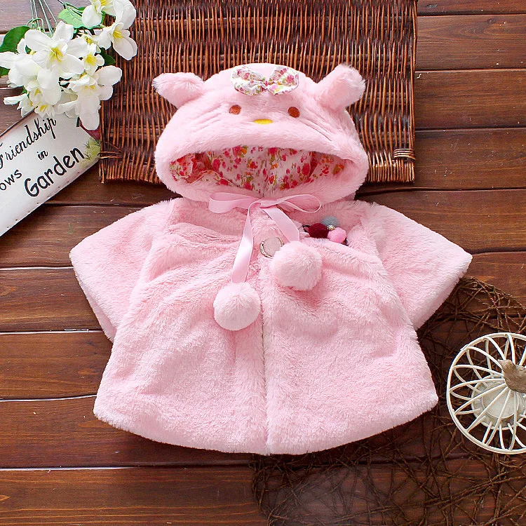 Детское теплое пальто с капюшоном из кроличьего меха зимнее хлопковое пальто для маленьких девочек