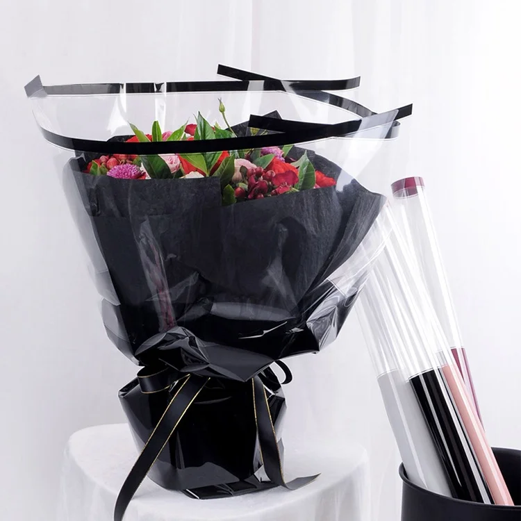 
Wholesale flower bouquet wrapping paper Custom waterproof plastic wrapping paper 