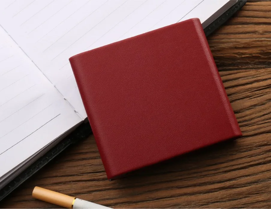 Wholesale Custom Metal Branded and Leather Buckle Cigarette Tobacco Case Wallet for Slim Cigarettes