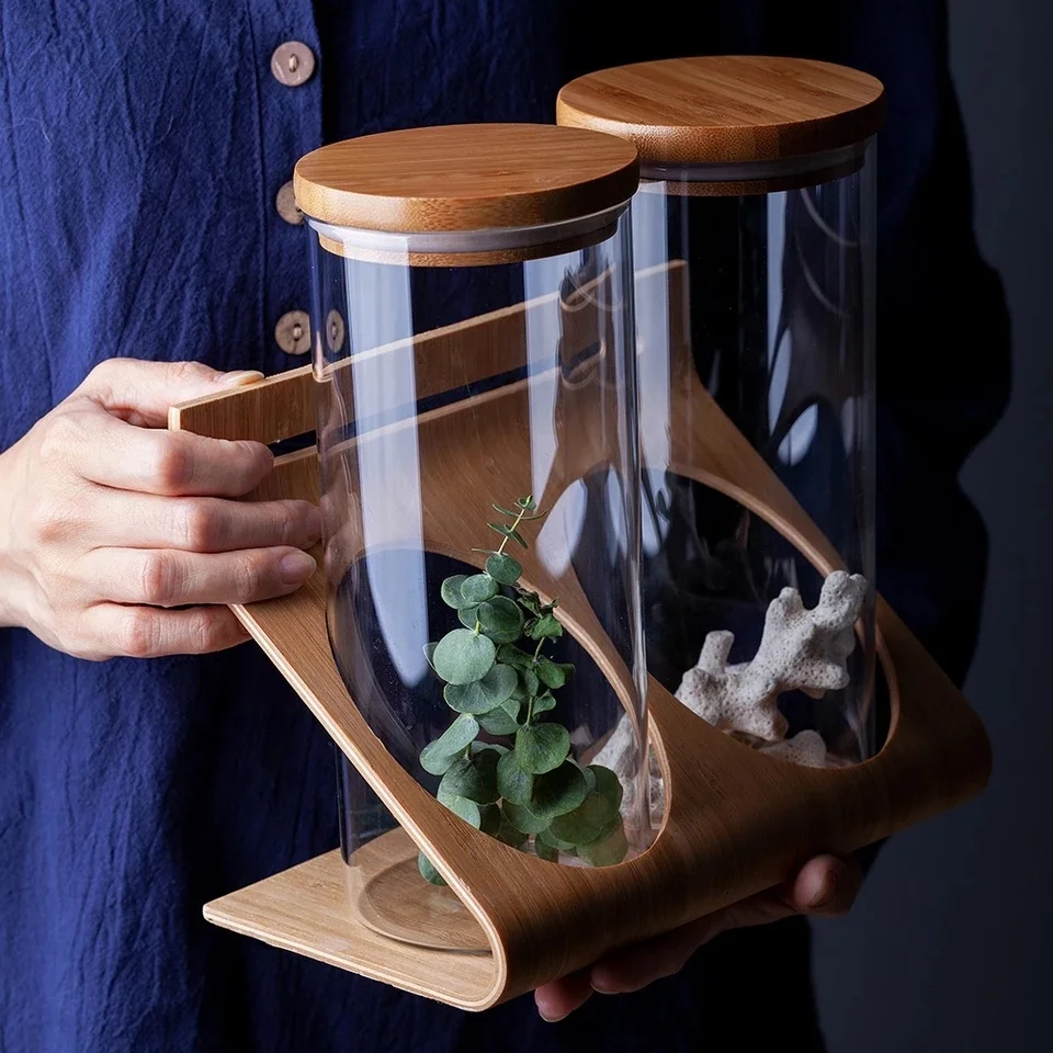 2025 Популярные банки для хранения продуктов с эко-бамбуковой крышкой высококачественные стеклянные контейнеры кофе специй силиконовыми бумажными материалами