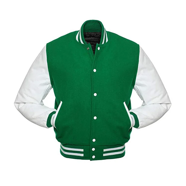 Wholesale Unisex Custom Leather Sleeves Orange Jacket Letterman Varsity Jacket