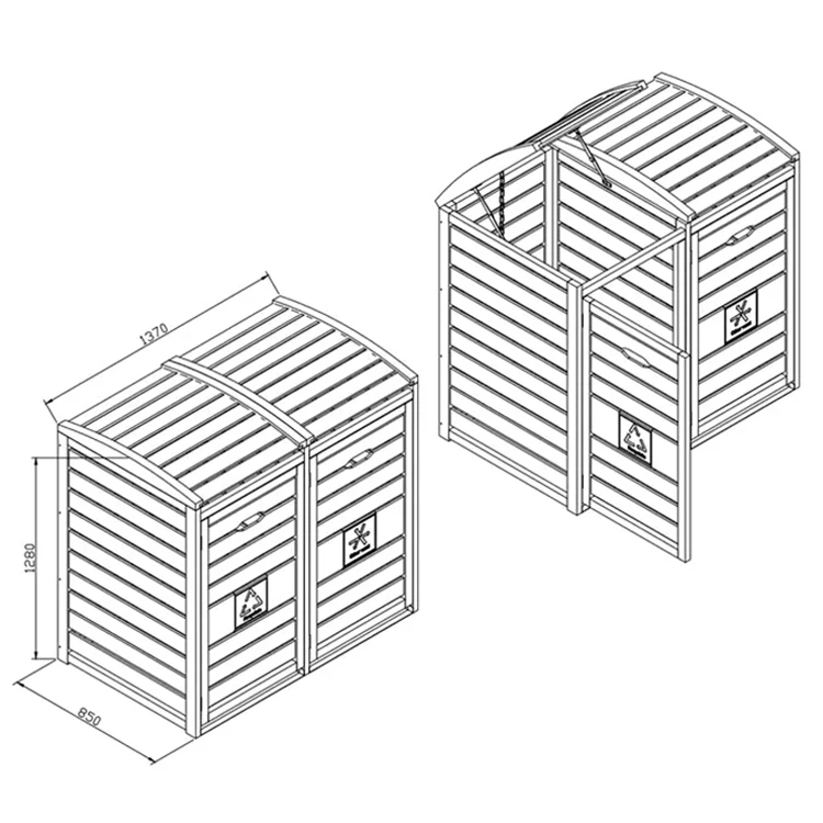 Garbage Shelter Garbage Bin Outdoor Dustbin Storage Bucket for Park Garden Wooden by Cartons Rectangular Hemlock