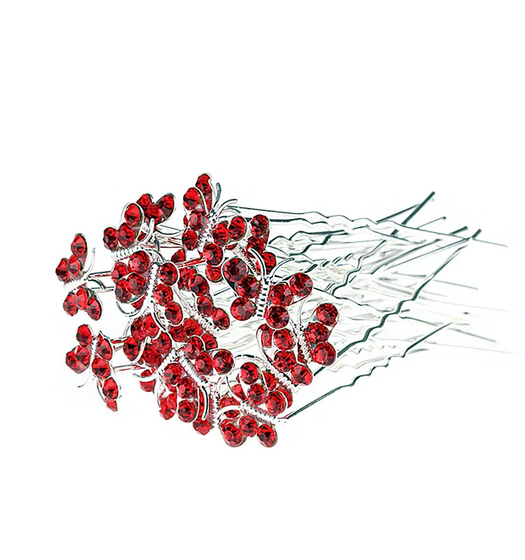 2019 Cheap Wholesale Women Barrette Haie Pins Decorative U Shape Rhinestone Butterfly Hairgrip