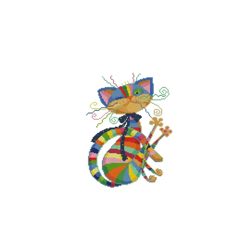 NKF  Colorful cat diy cross stitch pattern art & collectible crafts  folk art style home decorate souvenir
