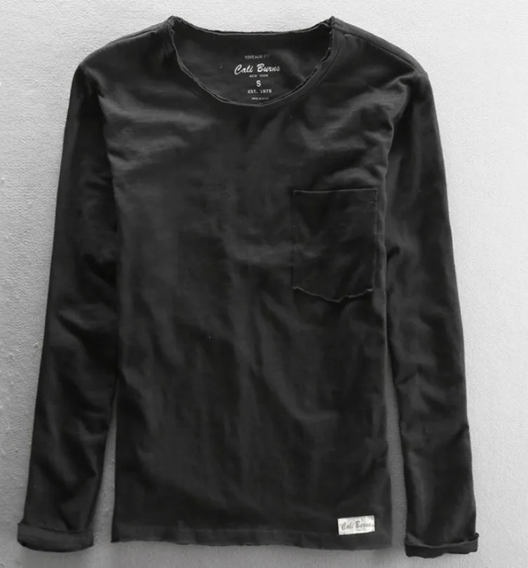 
New model China wholesales High Quality hemp men long sleeve t shirt 