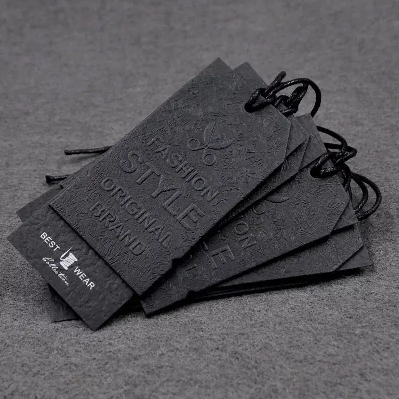 Color printing both sides die cut label hanging string paper hang tag