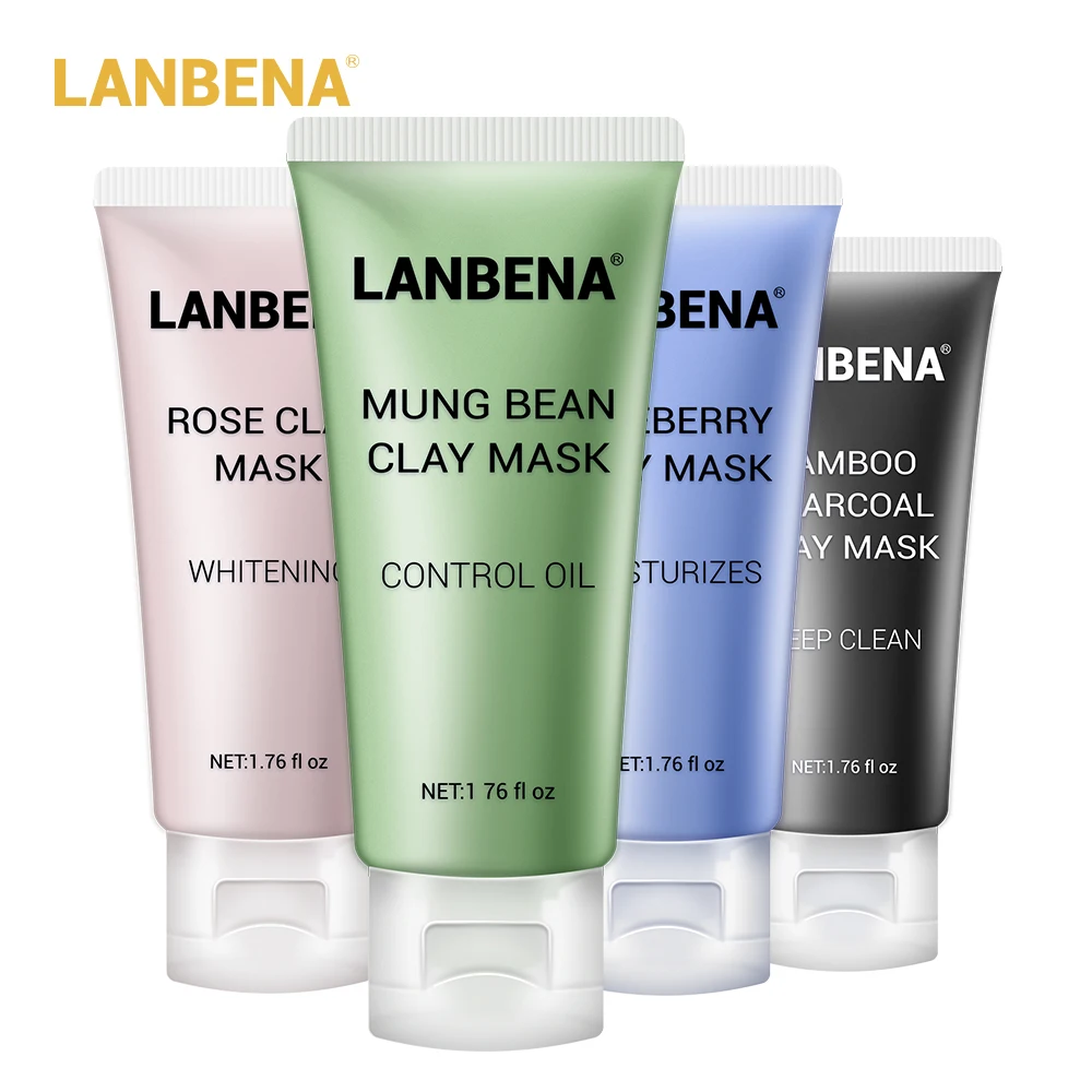 LANBENA натуральный бамбук Роза черника mungbean органическая грязь маска для лица 4 шт