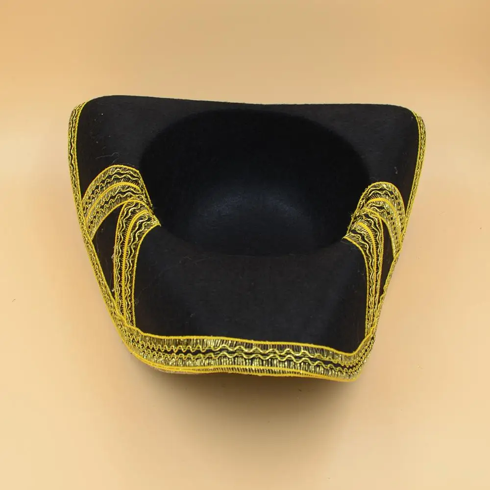 MH-3068 Party Halloween Black Deluxe Men Caribbean Captain Morgan Pirate Hat