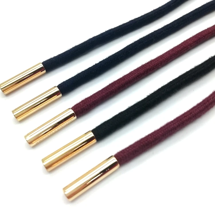 OEM colored metal ends pull-over custom hoodie string round drawcord