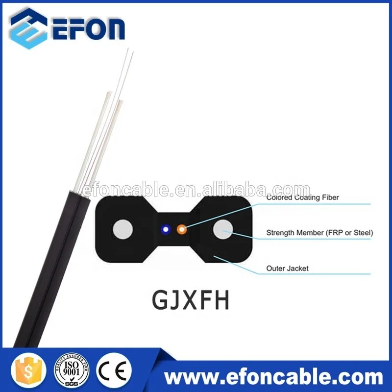 FTTH GJFXH FRP Strength member LSZH 1 2 4 Core Indoor Fiber Optic Cable 1km price