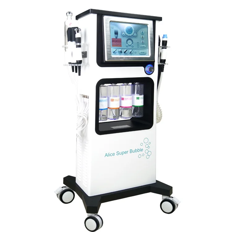 Free Shipping Alice super bubble facial whitening machine 7 in 1 CO2 BIO RF Oxygen Spray Hydro Dermabrasion Machine