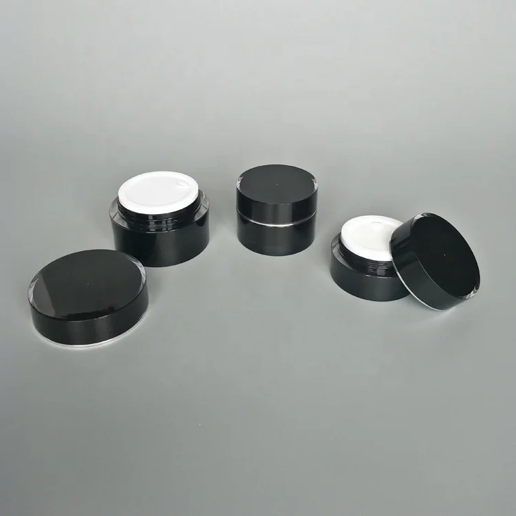 Empty acrylic 5ml 10grams 15ml oz 30 ml 50ml 50 grams high quality luxury black cosmetic cream jar for UV gel