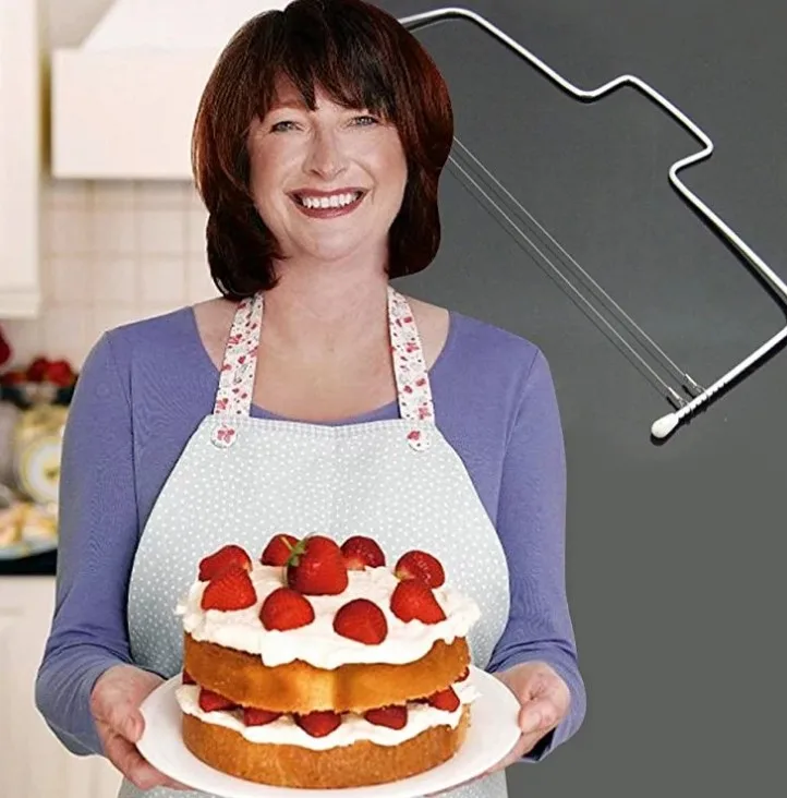 Adjustable Stainless Steel Double Wire Cake Cutter Bread Slicer for Kitchen Bakeware