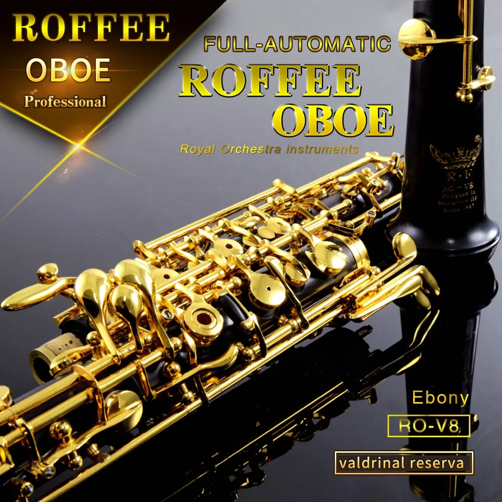 ROFFEE V8 Professional Performance Level Ebony Body Full Automatic Gold Plated Oboe
