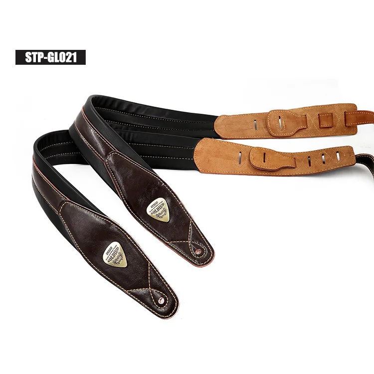 Custom brand packaging  genuine leather electric bass guitar straps