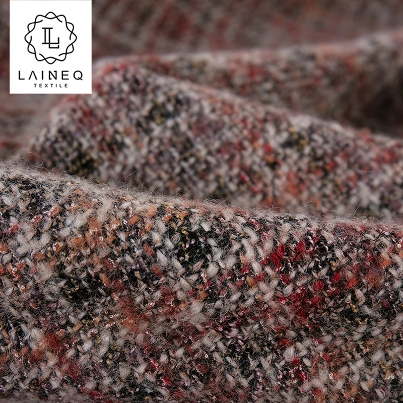 classic advanced Custom French women mix color woven scent wool suit boucl fabric coat