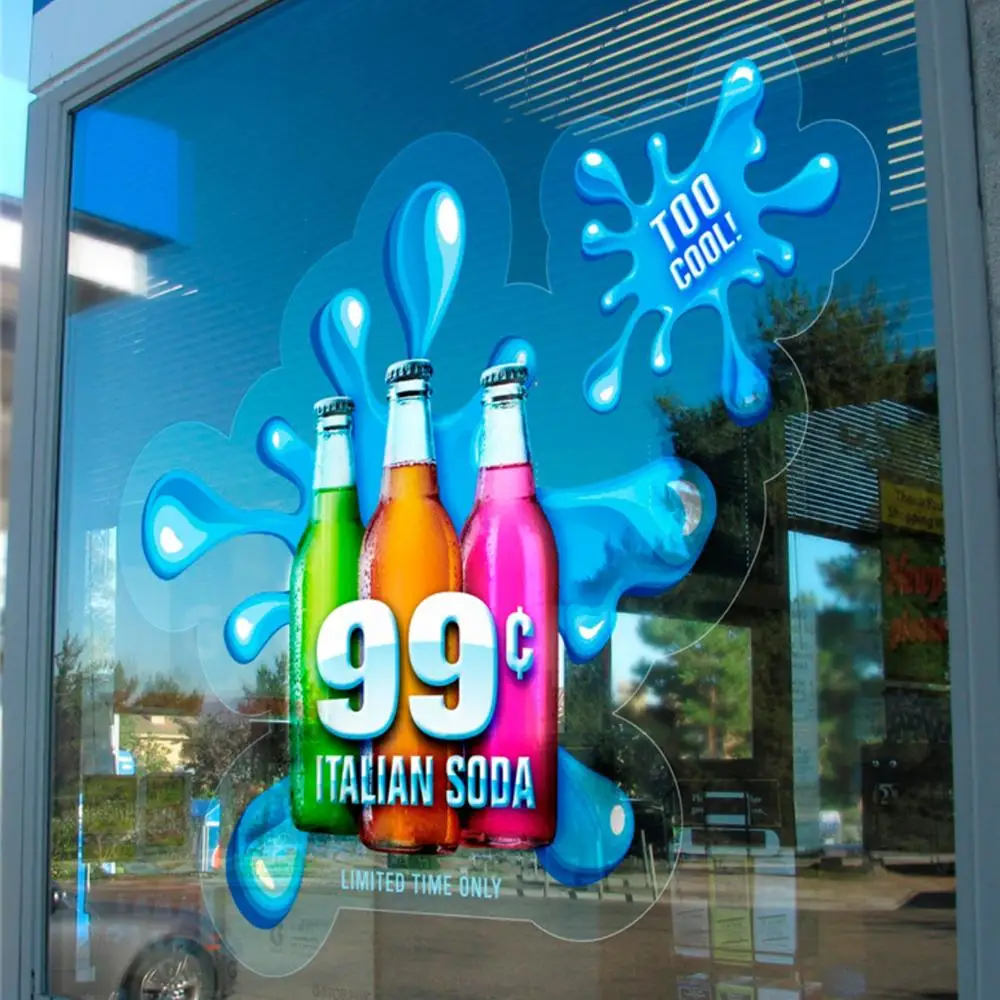 Custom Advertising Vinyl Decal Outdoor Shop Window Reverse Sticker