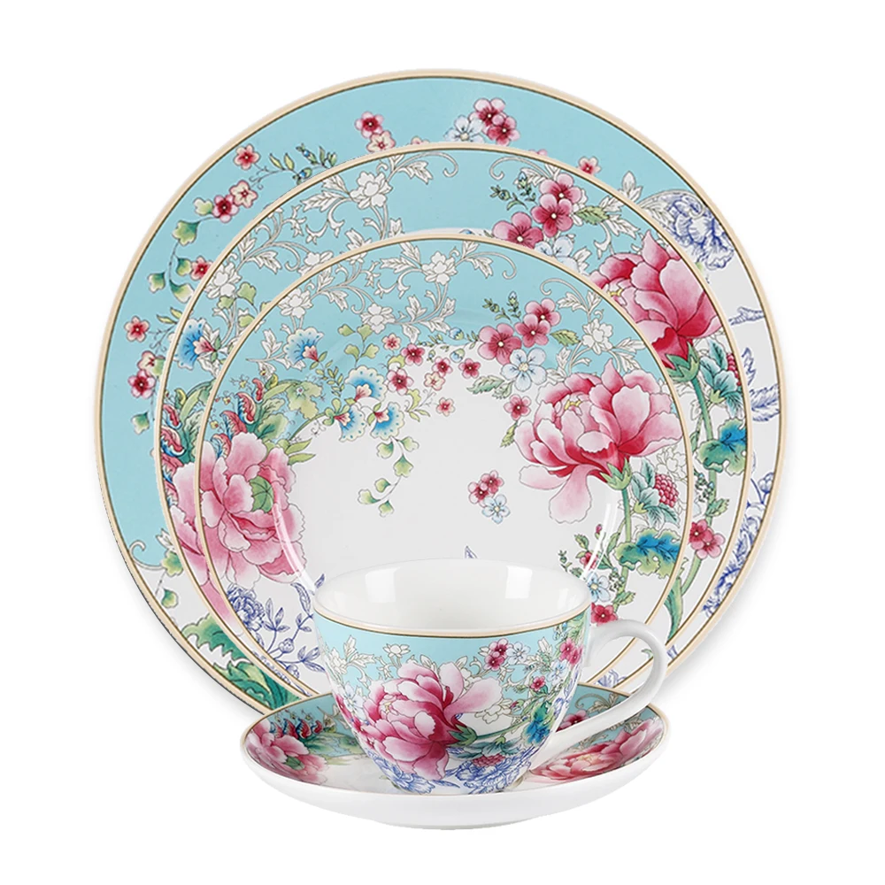 Последний дизайн стол цветок деколи ужин устанавливает немцы Штраф Набор посуды из фарфора