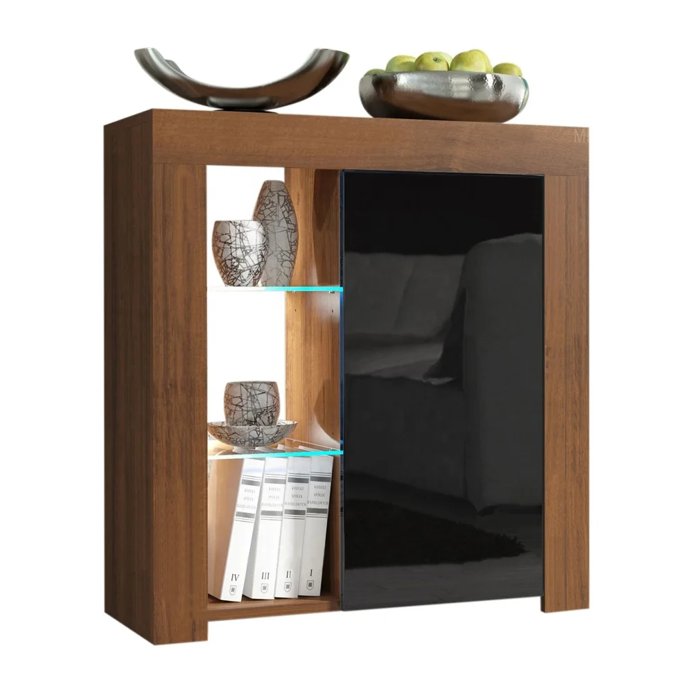 SG-LL115 walnut/Black Sideboard  Matte Body High Gloss Door 16 Colors LED light