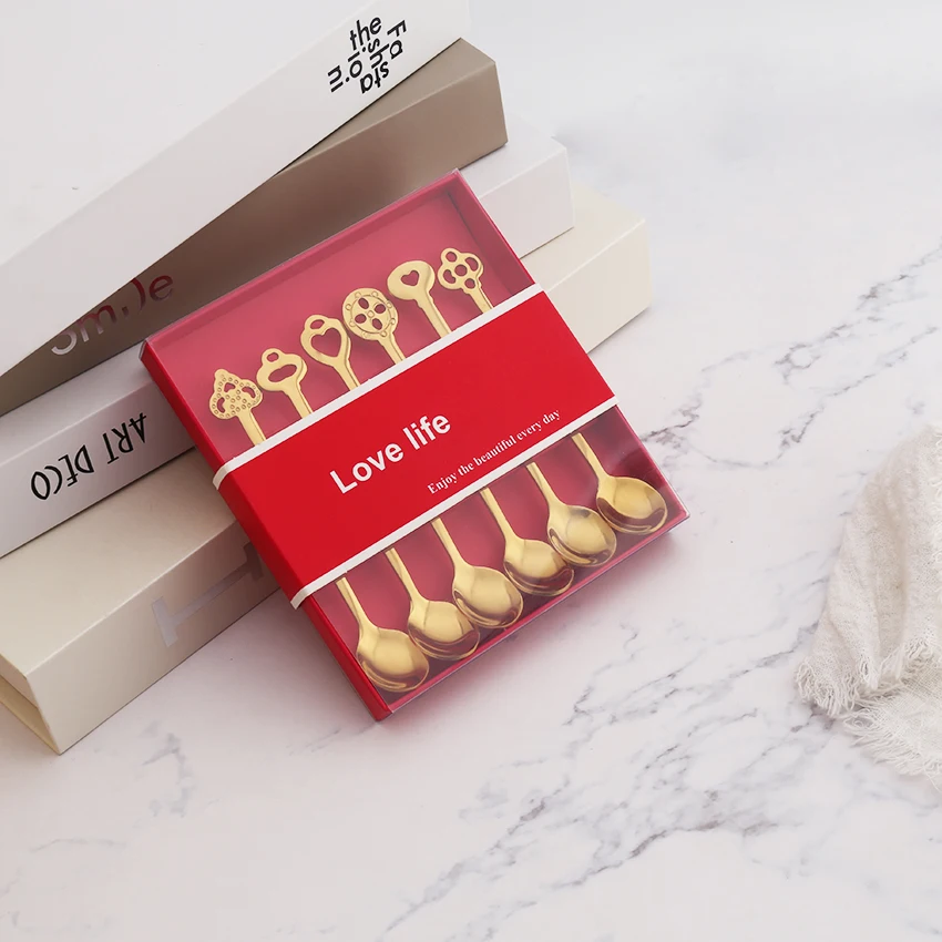 
6Pcs stainless steel fork gift box two teeth cake dessert fruit fork set 