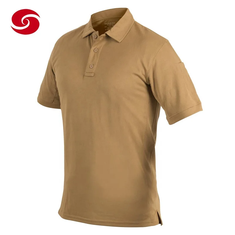 Polo Shirt 100% Polyester Custom Tactical T-shirt Men Stand Short Sleeve Casual OEM Service Woven Adults Print Autumn Plain Dyed