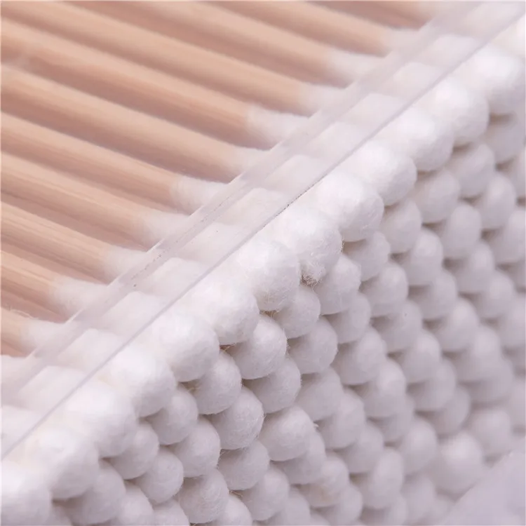 200pcs High Quality Double-ended Round Head Wooden Bamboo Stick Cotton Buds Care Baby Swabs Sticks in Ear and Make up Tools