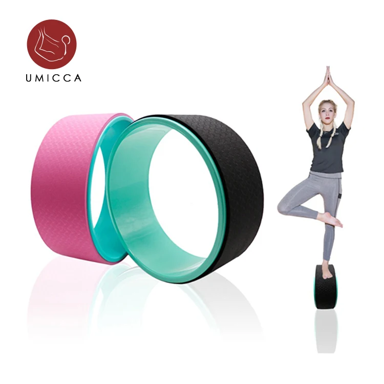 Umicca OEM Eco-Friendly PVC Yoga Wheel Custom Logo Fitness Equipment for Exercise with Custom Size ABS Wheel