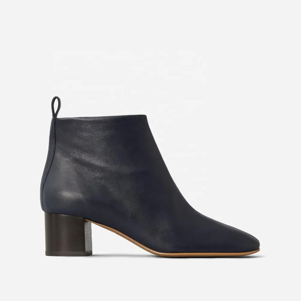 
MANRINO-0502 Ladies High End Boots Shoe Zip Closure Handcraft Girls Black Luxury Sheep Leather Short Boots 