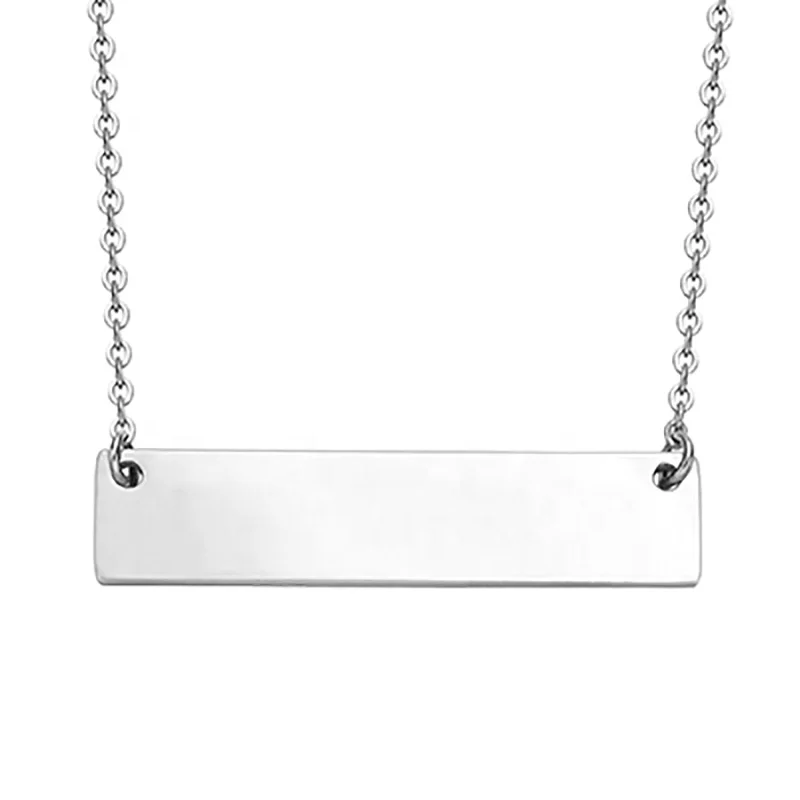 Wholesale Diy Stainless Steel Blank Customize Personalized Engraved Pendant Bar Necklace