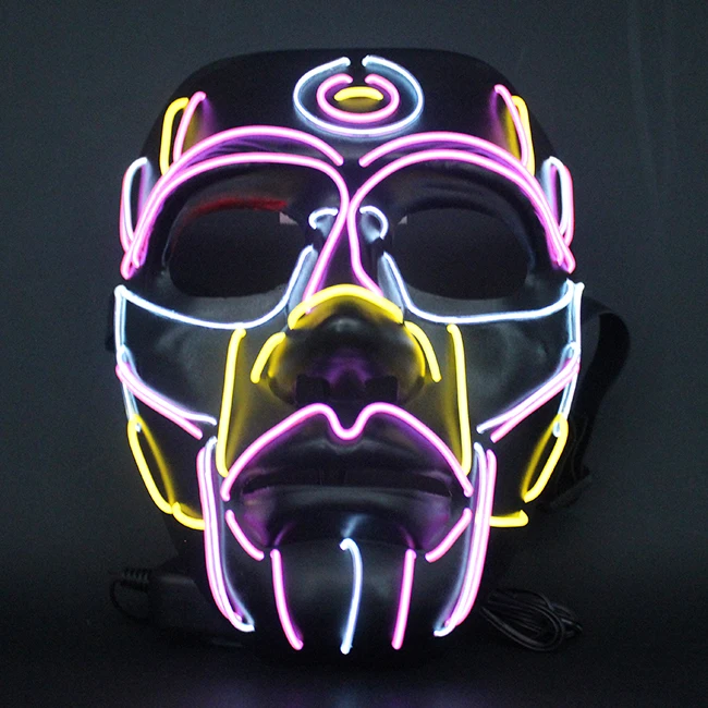 Halloween Costume Scary Rave Led Mask Light up Mask Festival Party Masquerade Plastic White Red Led Face Mask 1 Color RGB 100pcs