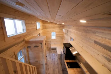 wooden tiny cabin house on wheels casa rodante 26ft withbedroom, bathroom ,kitchen,greatroom made by yuantai