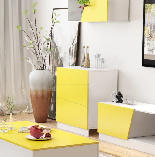 home furniture general use high gloss yellow color extra  modern sideboard