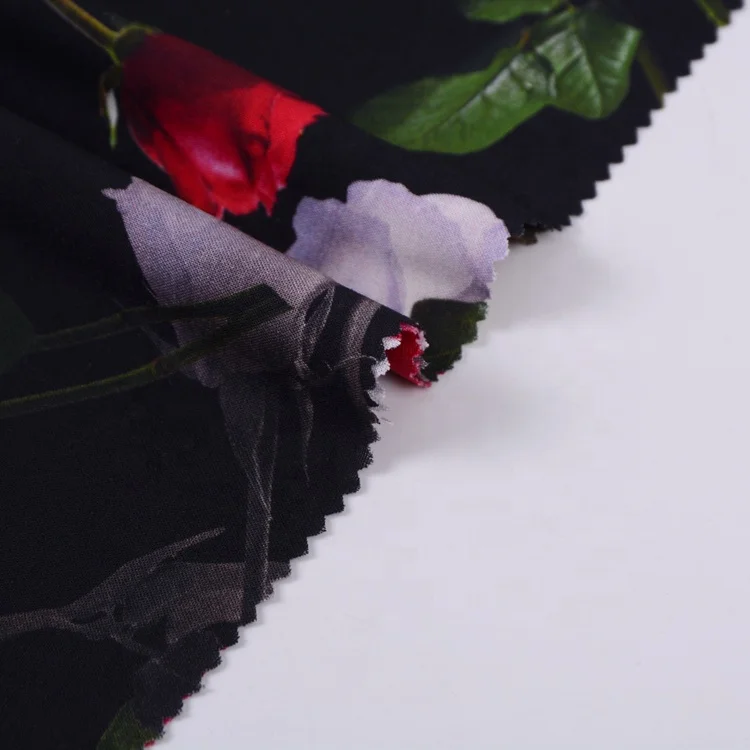 Best seller breathable soft touch rayon satin flower leaf vivid 3d digital printed fabric for dresses