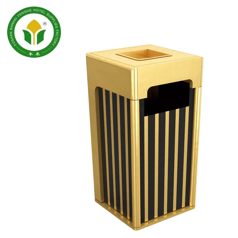 Customized colorful square metal rubbish bin ground ash barrel waste bin
