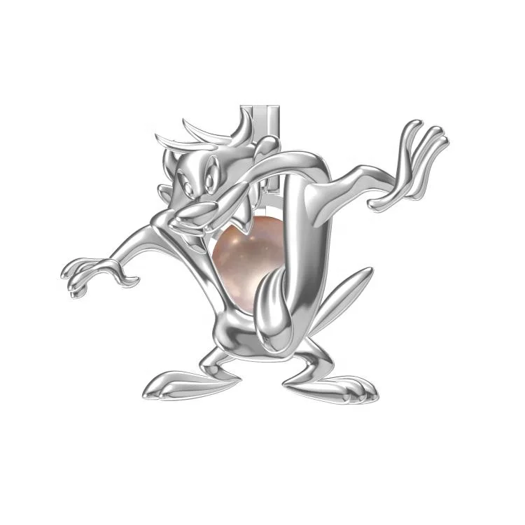 Tasmanian Devil pearl cage pendant 925 sterling silver cartoon hollow pearl cages necklace jewelry for DIY