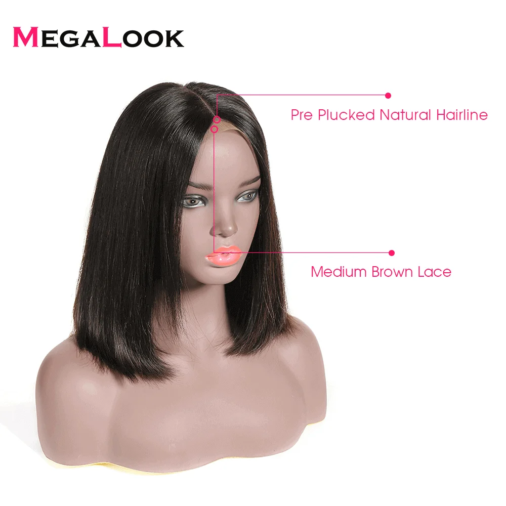 Cheap Brazilian Real 8 Inch Straight Remy Human Hair Short Bob Lace Front Wig