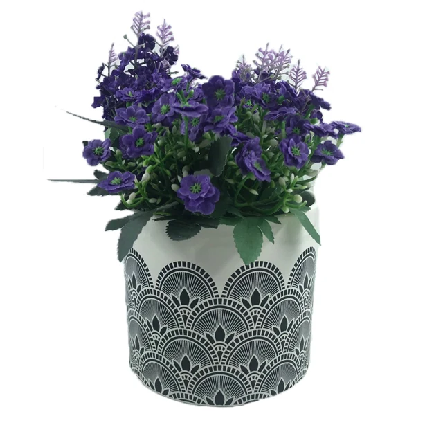 Black white antique cheap indoor plants garden decor ceramic wholesale plant pots