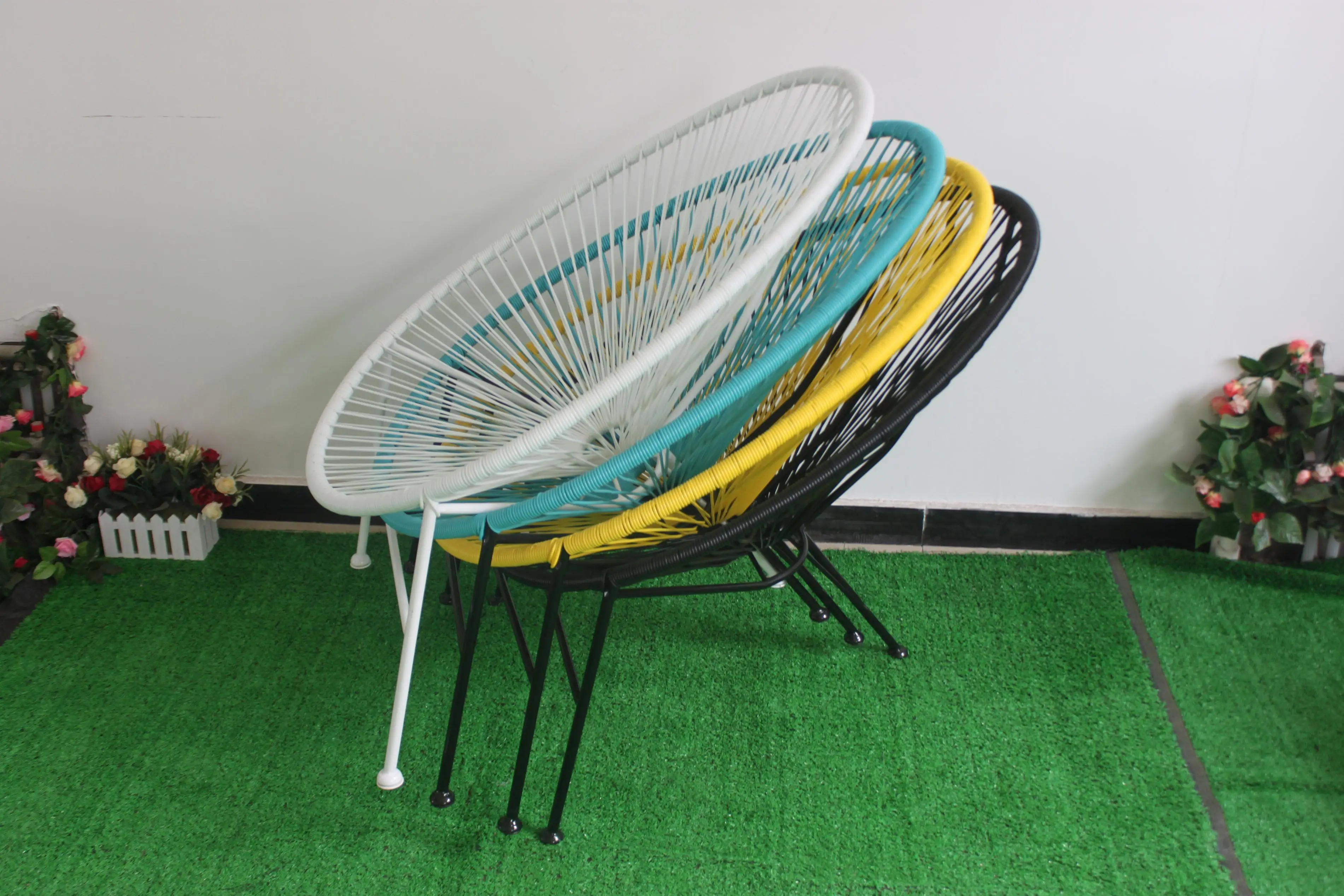 Outdoor Garden Leisure Steel frame Rattan bistro Acapulco Chair Egg Shaped Wicker nest Chair