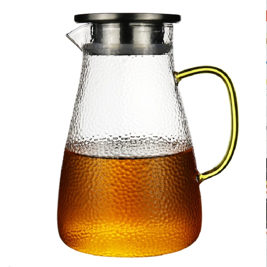Wholesale Borosilicate Frosted Glass Water Jug 1.5l With Stainless Steel Strainer Lid