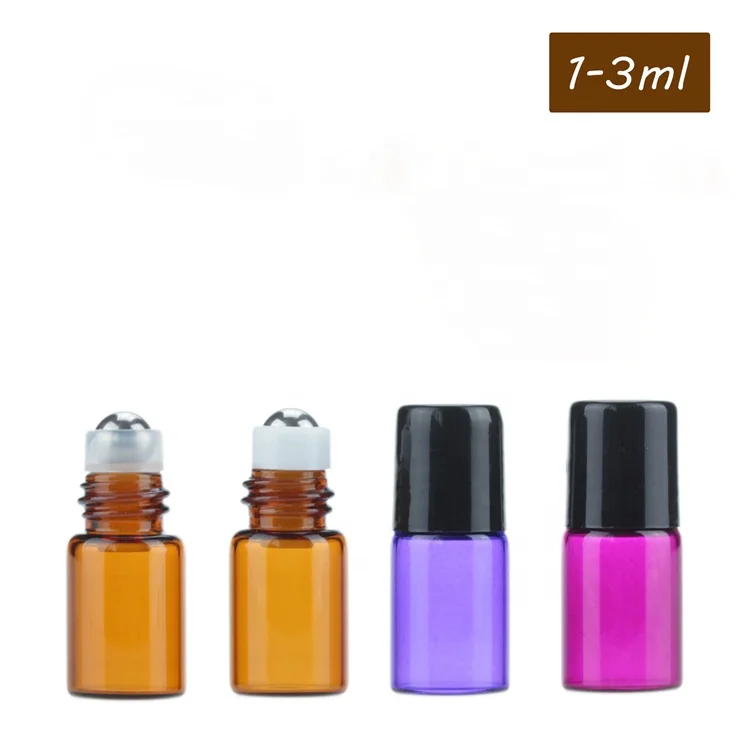 Wholesale mini 1ml 2ml 3ml 5ml glass roll on bottle with metal roller