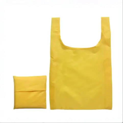 full version silkscreen logo custom-printed vest 190t polyester folding shopping bag