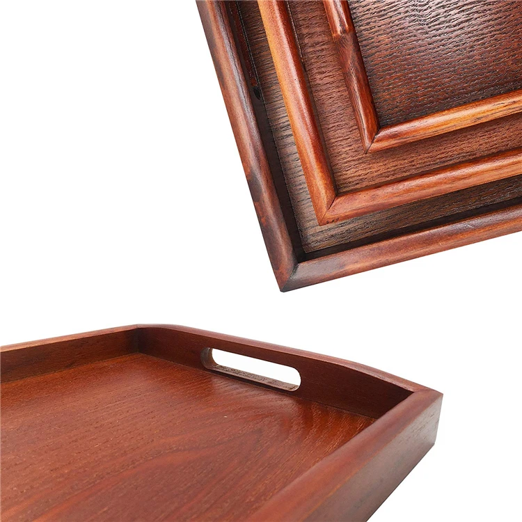 Custom Decorative Rectangular Wood Dinner Food Tray