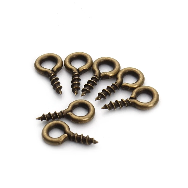 Hot sell 4x10mm Gold Silver Eyepins Hooks Eyelets Threaded Metal Pendant Clasps Mini Screw Eye Pin For DIY Jewelry Making