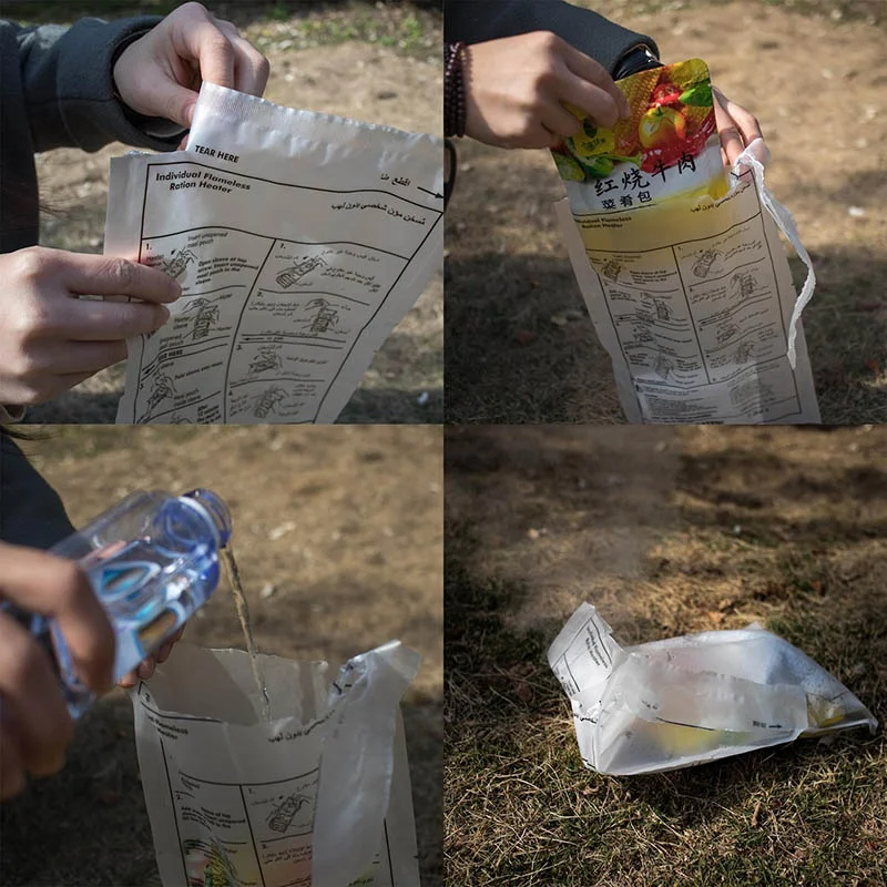 HongQiang Outdoor Flameless Ration Camping Warmer MRE Safe Instant cooked Food Heater Bag Self Heating Pack