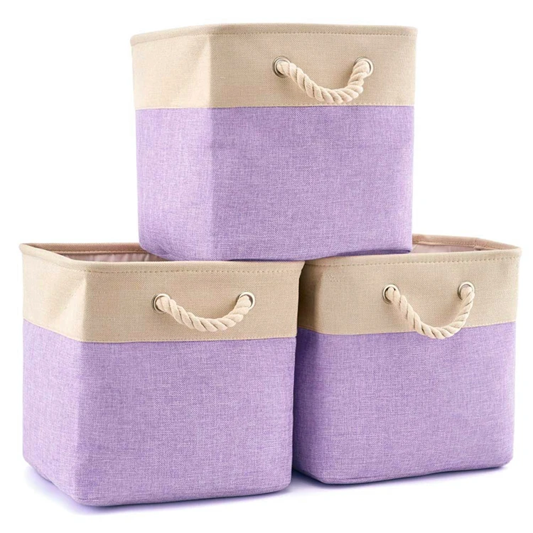 Wholesale Folding Storage Basket With Handle Collapsible Organizer For Clothes Canvas Fabric Clothes Storage Basket